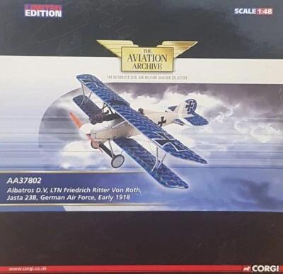 Corgi 1/48 AA37802 Albatros D.V, Freidrich Ritter von Roth, Jasta 23B, 1918 - Immagine 1 di 4