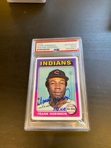 1975 Topps Frank Robinson Signed Porcelain Baseball Card PSA DNA "586 HR's" - Picture 1 of 2