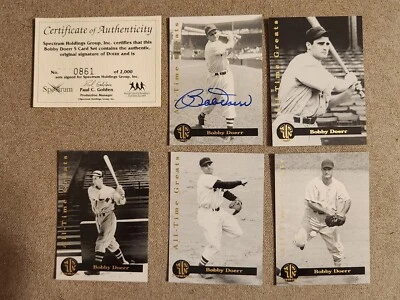 BOBBY DOERR 1993 FRONT ROW PREMIUM ALL-TIME GREATS AUTO SIGNED 5 CARD SET NICE! - Image 1 of 4