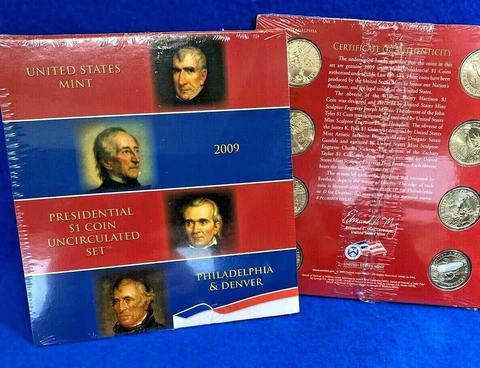 2009 P&D US Mint BU Presidential Dollar Mint Set Eight coins Mint Sealed $8.face Cover
