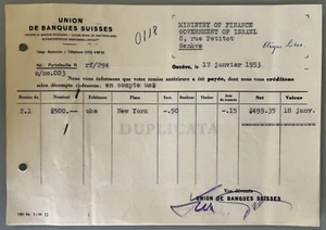 1953 The Jewish Agency of Palestine Israel altes Dokument Genf Schweiz - Bild 1 von 3