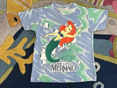 Vintage Size 4 Disney The Little Mermaid Ariel Swirl Tie-Dye Effect T-Shirt - Image 1 of 4