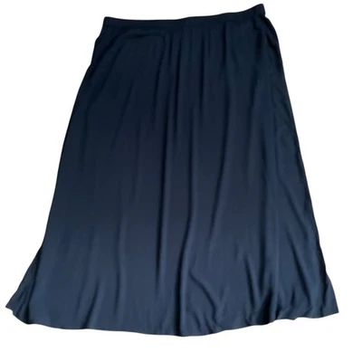 Denim & Co. Beach Woven Pull-On Skirt Side Slits A590004 Black Size 2X NEW - Image 1 of 4