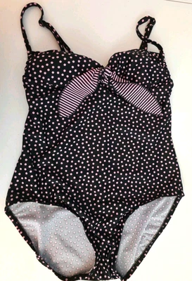 Maxine negro y rosa lunares 1 pieza forrado construcción sujetador mujer traje de baño talla XS B183 Foto 1 de 4