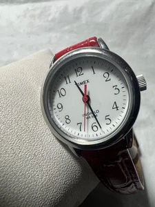timex indiglo wr 30m, ladies,25 mm Case, Easy Reader Number, Red Leather Band. - Picture 1 of 10