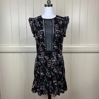 Reiss Dress Women's Size 12 Black Floral Mini Lined Cocktail Party - Image 1 of 4