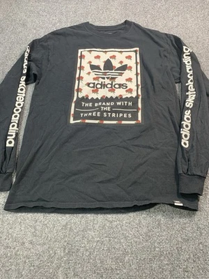 Adidas Shirt Mens Medium Black Roses Long Sleeve Crew Neck Outdoors - Image 1 of 4