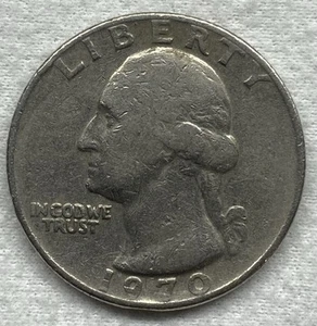 1970 washington quarter no mint mark Vintage Coin Collectible Cent Free Shipping - Picture 1 of 2