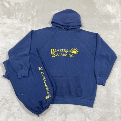 Винтажный 70-х толстовка с капюшоном толстовка комплект 2 изделия школы плавать команды состаренный XL Artex - Изображение 1 из 4