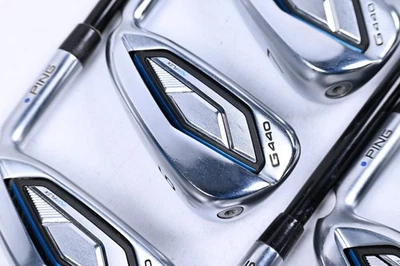 Ping G440 Irons / 5-PW+GW+SW / Blue Dot / Stiff Flex MMT Black 105 Shafts - Image 1 of 4