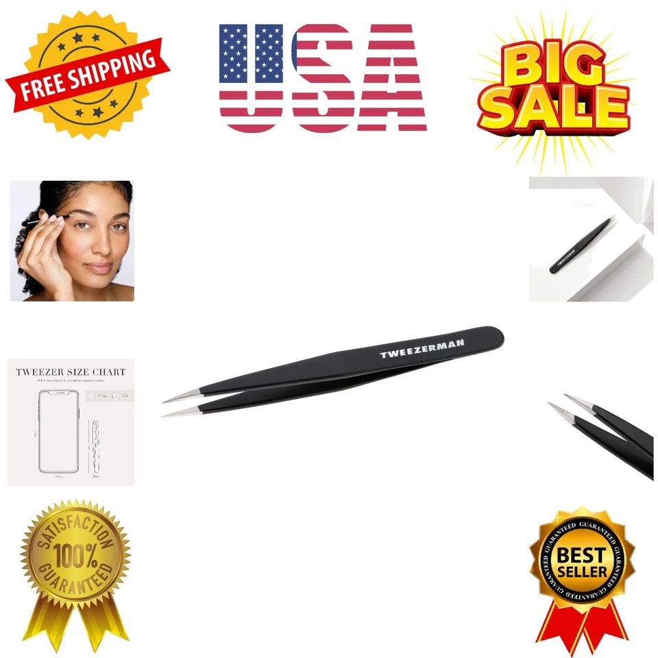 Stainless Steel Point Tweezer - Eyebrow Precision Tweezers, Facial and Ingrow... - Image 1 of 4