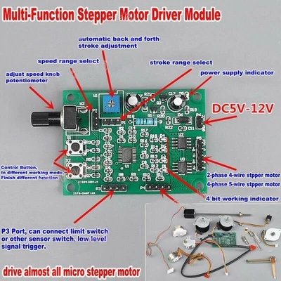 2-PHASE & 4-Phase 5-Wire Stepper Motor DC 5v-12v Driver Board Speed Controller - Bild 1 von 4