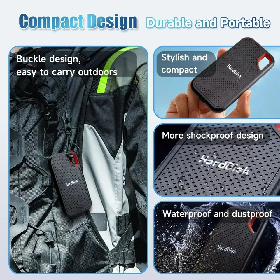 Tragbare SSD  1TB - 2TB externe Festplatte USB - Typ-C für Laptop /MAC /PC - Bild 1 von 4