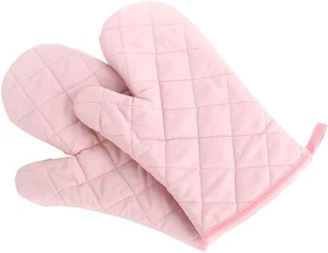 2 Mitones de horno de cocina acolchados de algodón y poliéster resistentes al calor rosa (B13) - Imagen 1 de 1