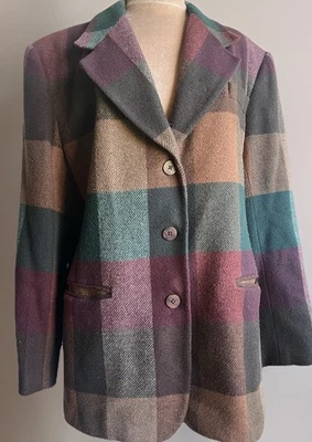 Blazer Hugo Buscati de lana a cuadros de gran tamaño años 90 abuelo Dark Academia grunge Foto 1 de 4