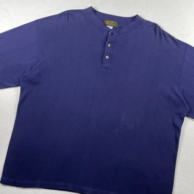 Vtg 90s Eddie Bauer Sweater Mens XL Navy Blue Ribbed Henley Pullover Knit USA - Image 1 of 4