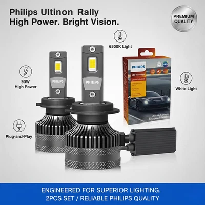 LED Headlight Bulbs Philips Car Auto Lamps Fog Lights 90W 6500K H1 H4 H7 H11 HB3 - Image 1 of 4