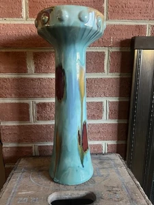 Mid Century Modern Style Teal Drip Glaze Ceramic Pedestal Candle Holder 14” - Picture 1 of 6