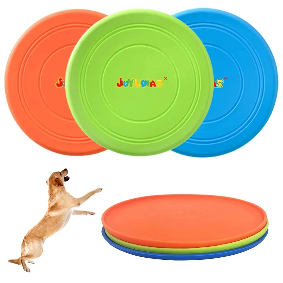 Paquete de 3 discos voladores ligeros interactivos de goma suave para perros JOYLDIAS Foto 1 de 1