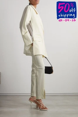 RRP€485 ESSE STUDIOS Tapered Trousers UK12 US8 IT44 L Wool Blend Split Cuffs - Image 1 of 4