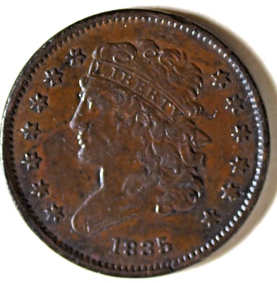 1835 Cassic Head Half Cent AU Brown - Image 1 of 2