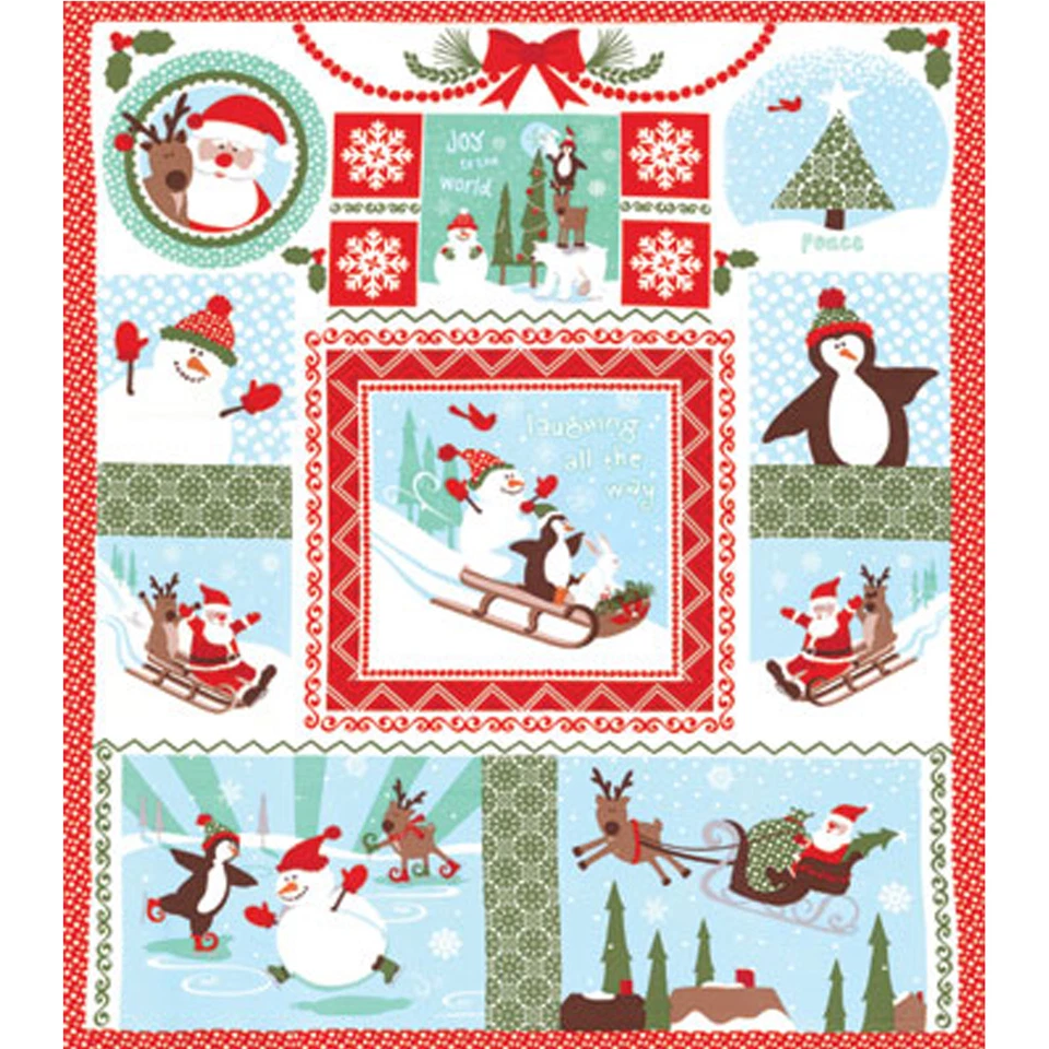 Moda JOY Laughing All The Way Snow 36" x 44" Fabric Panel by Kate Spain - Image 1 of 1