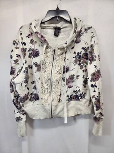 Torrid Gr. 2XL Full Zip Floral Lace Cropped Hoodie Pullover Damen leicht - Bild 1 von 6