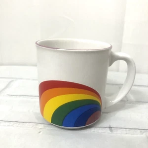 Vintage Purple Rim Rainbow Coffee Mug 8 Oz Cup Sunny 21135 Korea Handcrafted - Picture 1 of 8