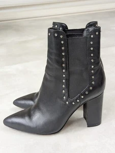 ALDO Kurt Geiger Proelia Biker Style Studded High Block Heels Ankle Boots 5 Goth - Picture 1 of 11
