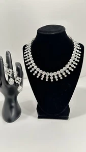Givenchy Rhinestone Jewelry Necklace And Earrings - Picture 1 of 9