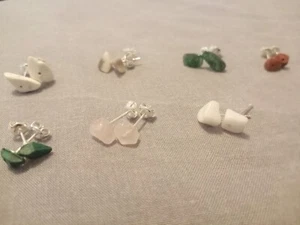 Natural Gemstone Stud Earrings - Picture 1 of 6