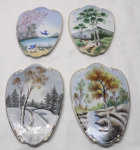 Juego/4 placas colgantes de pared vintage Lefton pintadas a mano cuatro estaciones Japón 4927 - Imagen 1 de 9