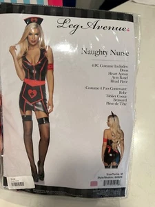 Leg Avenue Women's Naughty Nurse Costume Garter Dress Size M Red & Black NEW - Picture 1 of 5