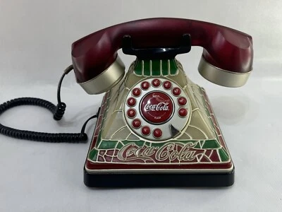Vintage Coca Cola Light Up Telephone Stain Glass Look Push Button - Image 1 of 4