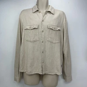 Only & Sons Overshirt Beige Men’s Size Large Linen Blend Button Up - Picture 1 of 16