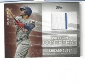 2020 Topps Series 1 WILSON CONTRERAS CUBS STRIPE JERSEY WHITE WITH BLUE STRIPE  - Picture 1 of 1