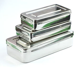 Stainless Steel Instrument Storage Sterilization Box Surgical Medical Veterinary - Picture 1 of 14