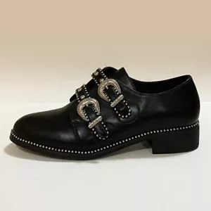 Janessa Francesine Con Doppia Fibbia Borchie Donna Nero Taglia 38 Goth Preppy - Foto 1 di 10