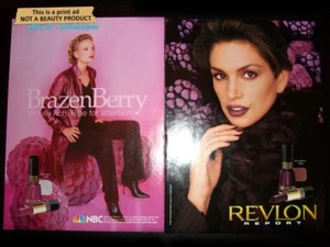 vintage REVLON Cosmetics 2 PAGINE STAMPA ANNUNCIO 1998 CINDY CRAWFORD Katja Halme - Foto 1 di 1
