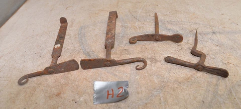 4 Antique Primitive forged latch lock hook barn shed gate door hardware lot H2 Cover
