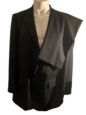 Pierre Cardin blazer pants suits pint stripes black 40 L  34W/134 worsted wool - Image 1 of 4