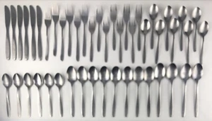 Viners Vi1 Stainless Flatware 47 Pc Mixed Lot Forks Spoons MCM Korea Vintage - Picture 1 of 18