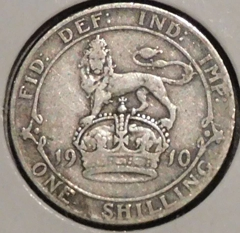 British Silver Shilling - 1910 - King Edward VII Cover