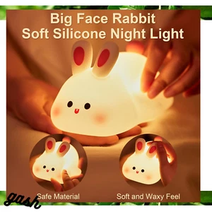 Nueva Luz de Noche de Conejo para Regalo Niños Linda Silicona Suave Bebé Lámpara Dormitorio Dormitorio - Imagen 1 de 7