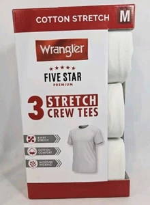 Wrangler Men's Stretch Crew T-Shirts 3-Pack Size M White | Cooling Comfort Tees - Picture 1 of 19