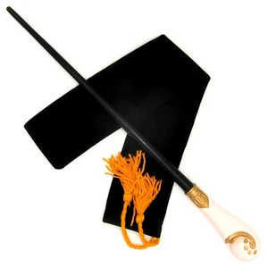 15" Hand Carved Mahogany Wood Queenie Magic Wand Witch Wicca w/ Free Velvet Bag - Picture 1 of 9