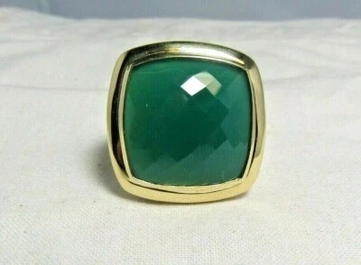 Anillo David Yurman Plata de Ley y 18K 20MM Ónix Verde Talla 8 Foto 1 de 4