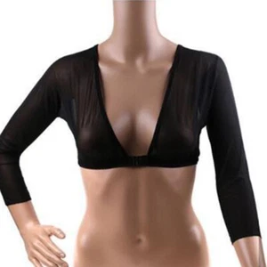 Women Mesh Sheer Crop Top Long Sleeve T-Shirt Tops See Through Blouse K - Picture 1 of 10