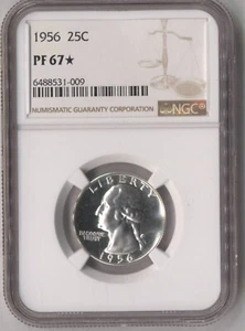 1956  -  WASHINGTON  QUARTER  -  NGC  PF 67 ( STAR ) - Picture 1 of 2