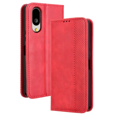 For Sharp Aquos Basio Active 3 Luxury Retro Flip Leather Wallet Stand Cover Case - Image 1 of 4